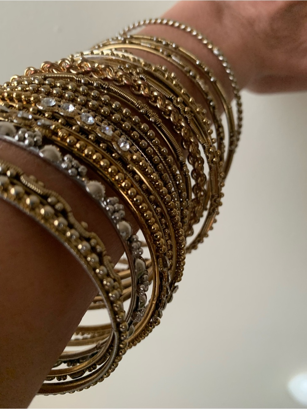 Gold Multi-Textured Stackable Bangle Bracelet Set - Picture 4 of 4
